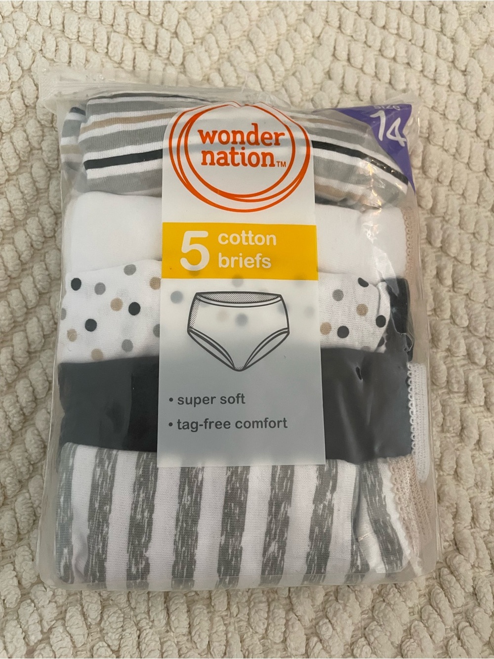wonder nation White, Gray & Tan Girls 5-Pack Briefs